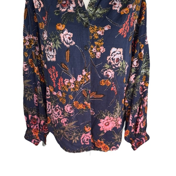 Anthropologie Pilcro Evika Navy Floral Print Oversized Button Down Shirt - XS - Picture 6 of 15